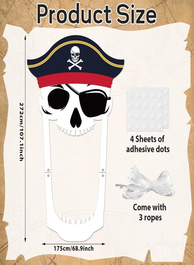 Oitnlaughter Pirate Party Porch Banner Pirate Theme Party Decorations Captain Hat Skull Door Hanging Banner Backdrop for Nautical Birthday Photo Booth Props Favor Supplies - Image 2
